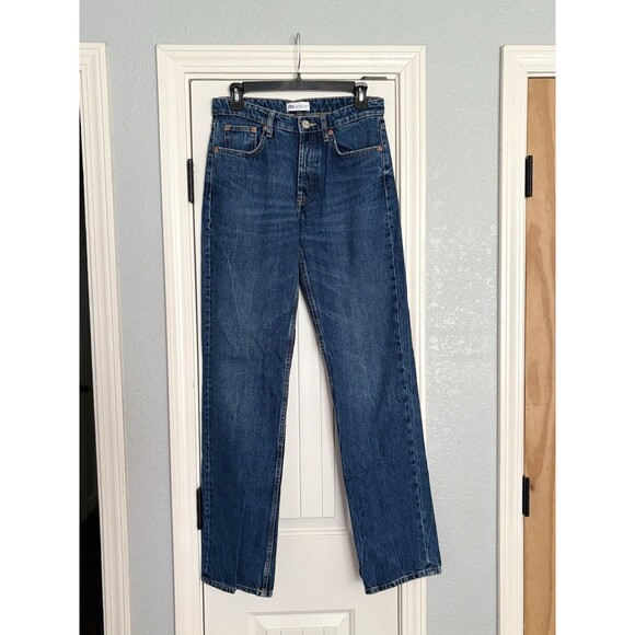 Zara Jeans Womens Size 6 Straight Leg Button Fly Dark Wash Casual Pants 90s - Picture 1 of 3